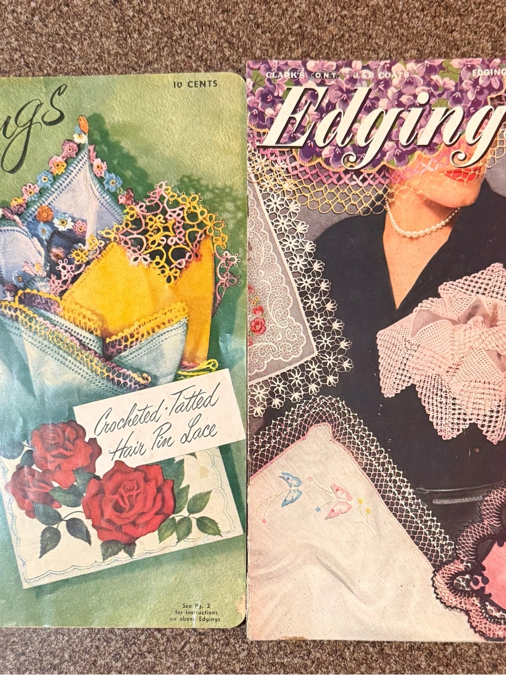 Vintage Crochet Edgings Pattern Books Lot Handkerchief Lace 1950s